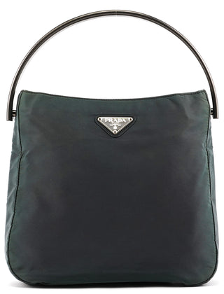 B7514 Green Tessuto Grafite Metal Handle Mini Bag