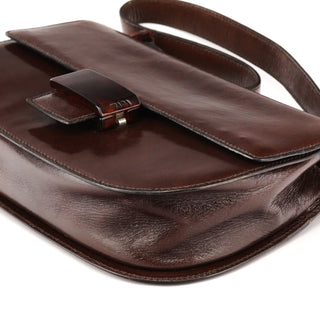 1996 Brown Leather Madras Swing Shoulder Bag