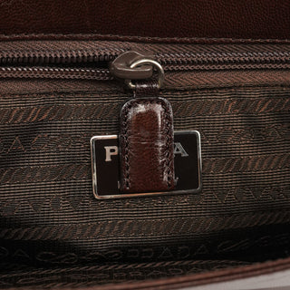 1996 Brown Leather Madras Swing Shoulder Bag