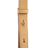 Beige Grained Leather Flap Crossbody Bag