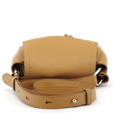 Beige Grained Leather Flap Crossbody Bag