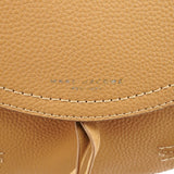 Beige Grained Leather Flap Crossbody Bag