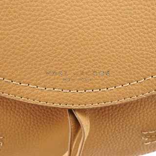 Beige Grained Leather Flap Crossbody Bag