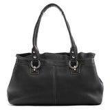 13164 Black Pebbled Leather Tote Bag