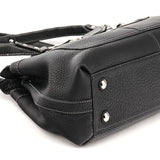 13164 Black Pebbled Leather Tote Bag