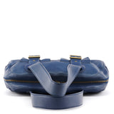 Navy Leather Pocket Tote Bag