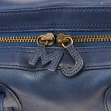 Navy Leather Pocket Tote Bag