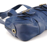 Navy Leather Pocket Tote Bag