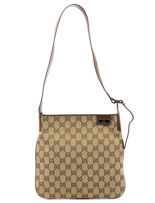 Beige Brown GG Canvas Messenger Shoulder Bag