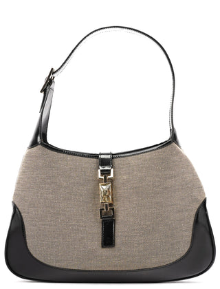 001 3306 Beige Black Canvas Jackie Shoulder Bag