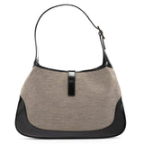 001 3306 Sac porté épaule Jackie en toile beige et noire
