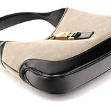 001 3306 Sac porté épaule Jackie en toile beige et noire