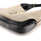 001 3306 Sac porté épaule Jackie en toile beige et noire