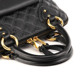 Black Quilted Leather Venetia Tote Bag