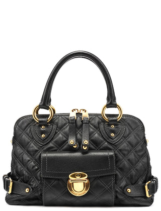 Black Quilted Leather Venetia Tote Bag