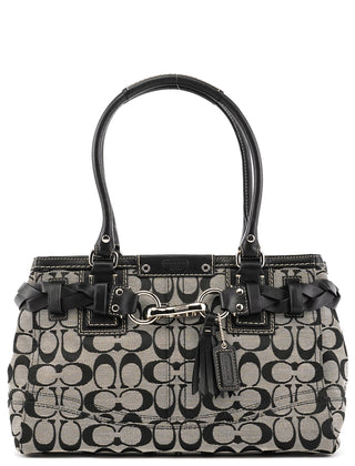 F13065 Grey Black Signature Hamptons Tote Bag