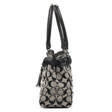 F13065 Sac cabas Hamptons en toile Signature grise et noire