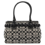F13065 Sac cabas Hamptons en toile Signature grise et noire