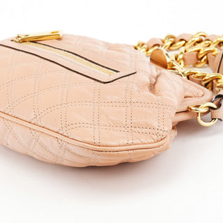 Beige Quilted Leather Little Stam Shoulder Bag