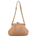 Beige Quilted Leather Little Stam Shoulder Bag