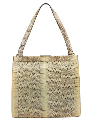 Natural Python Top Handle Bag