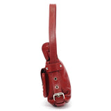 Sac porté épaule multipoches en cuir rouge