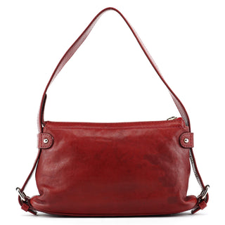 Red Leather Multi-Pocket Shoulder Bag