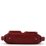 Sac porté épaule multipoches en cuir rouge