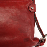 Sac porté épaule multipoches en cuir rouge
