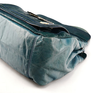 Teal Leather Bay Bag