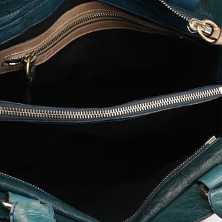 Teal Leather Bay Bag
