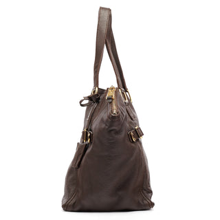 257433 Brown Leather Downtown Tote Bag