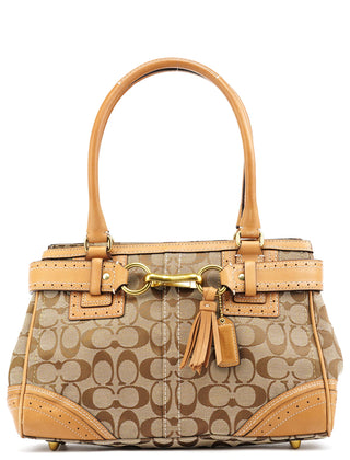 F14597 Beige Tan Signature Hamptons Tote Bag