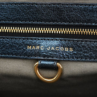 Metallic Navy Quilted Leather Stam 2-Way Bag