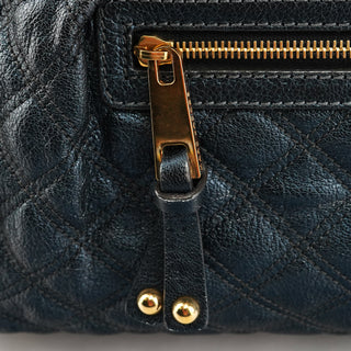 Metallic Navy Quilted Leather Stam 2-Way Bag