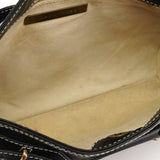 Black Leather Turnlock Shoulder Bag