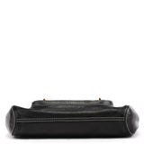 Black Leather Turnlock Shoulder Bag