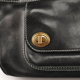 Black Leather Turnlock Shoulder Bag