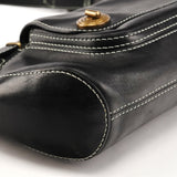 Black Leather Turnlock Shoulder Bag