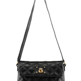 Black Quilted Leather Flap Shoulder Bag