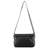 Black Quilted Leather Flap Shoulder Bag