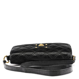 Black Quilted Leather Flap Shoulder Bag