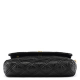 Black Quilted Leather Flap Shoulder Bag