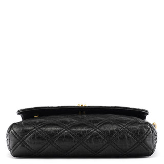 Black Quilted Leather Flap Shoulder Bag