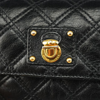 Black Quilted Leather Flap Shoulder Bag