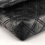 Black Quilted Leather Flap Shoulder Bag