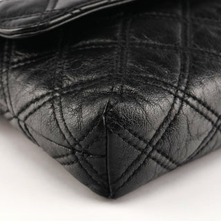 Black Quilted Leather Flap Shoulder Bag