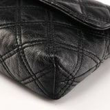 Black Quilted Leather Flap Shoulder Bag