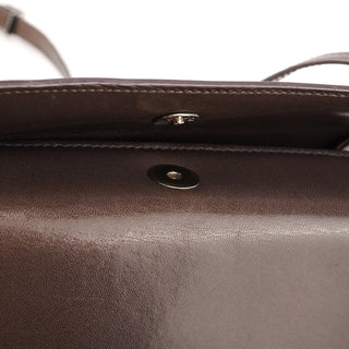 Brown Calfskin Leather Flap Crossbody Bag