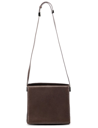 Brown Calfskin Leather Flap Crossbody Bag